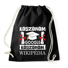 PRINTFASHION Köszönöm Google, Köszönöm Wikipédia - Sportzsák, Tornazsák - Fekete tornazsák