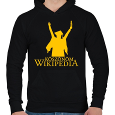 PRINTFASHION Köszönöm Wikipedia - Férfi kapucnis pulóver - Fekete