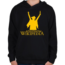 PRINTFASHION Köszönöm Wikipedia - Gyerek kapucnis pulóver - Fekete gyerek pulóver, kardigán