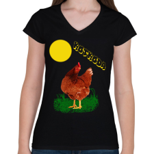 PRINTFASHION kotkoda - Női V-nyakú póló - Fekete női póló