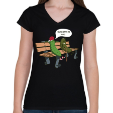 PRINTFASHION Kovászos ubi - Női V-nyakú póló - Fekete női póló