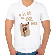 PRINTFASHION Követ az őz he - Férfi V-nyakú póló - Fehér