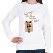 PRINTFASHION Követ az őz he - Női pulóver - Fehér női pulóver, kardigán
