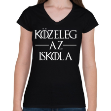 PRINTFASHION Közeleg az Iskola - Női V-nyakú póló - Fekete női póló