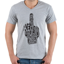 PRINTFASHION középső ujj - Férfi V-nyakú póló - Sport szürke férfi póló
