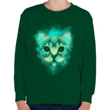 PRINTFASHION Kozmosz macska - Gyerek pulóver - Sötétzöld gyerek pulóver, kardigán
