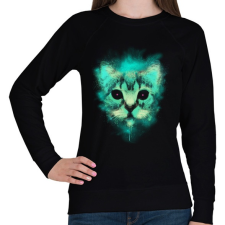 PRINTFASHION Kozmosz macska - Női pulóver - Fekete női pulóver, kardigán