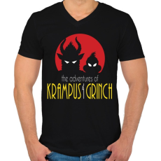 PRINTFASHION Krampusz és Grincs - Férfi V-nyakú póló - Fekete