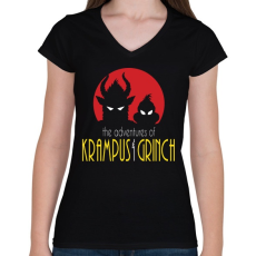 PRINTFASHION Krampusz és Grincs - Női V-nyakú póló - Fekete