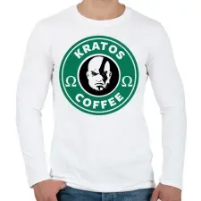 PRINTFASHION Kratos Coffee - Férfi hosszú ujjú póló - Fehér férfi póló