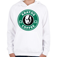 PRINTFASHION Kratos Coffee - Gyerek kapucnis pulóver - Fehér gyerek pulóver, kardigán