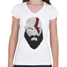 PRINTFASHION Kratos - Női V-nyakú póló - Fehér női póló