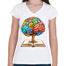 PRINTFASHION Kreatív agy - Női V-nyakú póló - Fehér