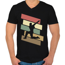 PRINTFASHION Krikett játékos - Férfi V-nyakú póló - Fekete férfi póló