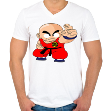 PRINTFASHION Krilin - Férfi V-nyakú póló - Fehér férfi póló