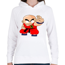 PRINTFASHION Krilin - Női kapucnis pulóver - Fehér női pulóver, kardigán