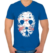 PRINTFASHION Kristálytó - Férfi V-nyakú póló - Királykék férfi póló