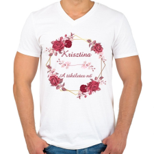 PRINTFASHION Krisztina - Férfi V-nyakú póló - Fehér férfi póló