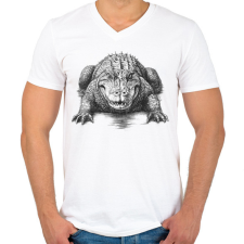 PRINTFASHION Krokodil - Férfi V-nyakú póló - Fehér férfi póló