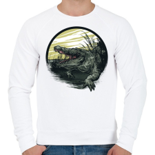 PRINTFASHION Krokodil grafika - Férfi pulóver - Fehér férfi pulóver, kardigán