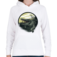 PRINTFASHION Krokodil grafika - Női kapucnis pulóver - Fehér