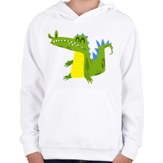 PRINTFASHION Krokodil  - Gyerek kapucnis pulóver - Fehér