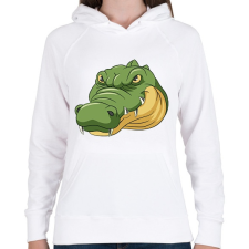 PRINTFASHION Krokodil - Női kapucnis pulóver - Fehér női pulóver, kardigán