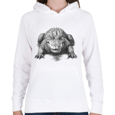 PRINTFASHION Krokodil - Női kapucnis pulóver - Fehér