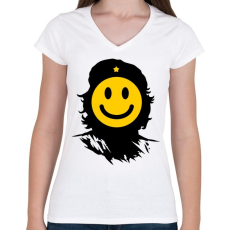 PRINTFASHION Kuba smile - Női V-nyakú póló - Fehér