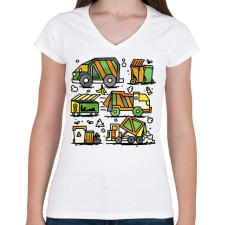 PRINTFASHION Kukásautók - Női V-nyakú póló - Fehér női póló