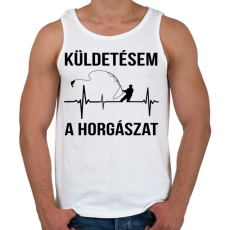 PRINTFASHION Küldetésem a horgászat - Férfi atléta - Fehér