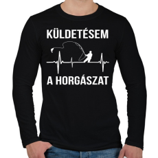 PRINTFASHION Küldetésem a horgászat - Férfi hosszú ujjú póló - Fekete