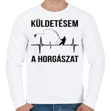 PRINTFASHION Küldetésem a horgászat - Férfi pulóver - Fehér férfi pulóver, kardigán