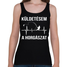 PRINTFASHION Küldetésem a horgászat - Női atléta - Fekete női trikó