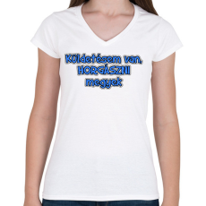PRINTFASHION Küldetésem van, horgászni megyek - Női V-nyakú póló - Fehér