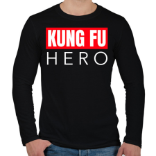 PRINTFASHION KUNG FU HERO - Férfi hosszú ujjú póló - Fekete férfi póló