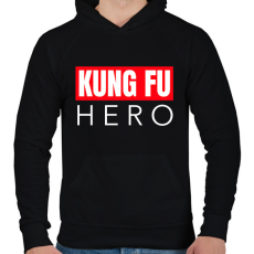 PRINTFASHION KUNG FU HERO - Férfi kapucnis pulóver - Fekete