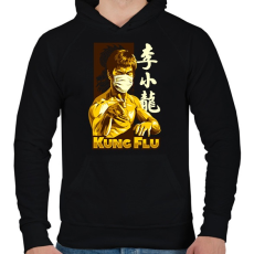 PRINTFASHION Kung Fu maszkban - Férfi kapucnis pulóver - Fekete