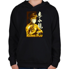 PRINTFASHION Kung Fu maszkban - Gyerek kapucnis pulóver - Fekete