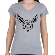 PRINTFASHION Kurama fekete - Női V-nyakú póló - Sport szürke női póló