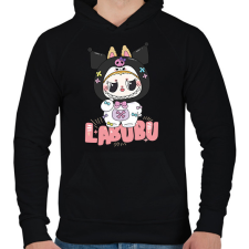PRINTFASHION Kuromi Labubu - Férfi kapucnis pulóver - Fekete férfi pulóver, kardigán