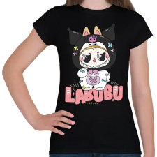 PRINTFASHION Kuromi Labubu - Női póló - Fekete női póló
