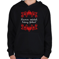 PRINTFASHION Kurva szádat, hány fokos? - Gyerek kapucnis pulóver - Fekete