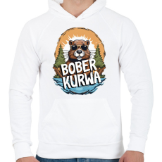 PRINTFASHION Kurwa Bober - Férfi kapucnis pulóver - Fehér