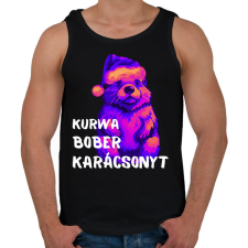 PRINTFASHION Kurwa bober karácsonyt - Férfi atléta - Fekete atléta, trikó