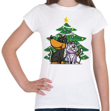 PRINTFASHION Kutya és macska karácsony - Női póló - Fehér női póló
