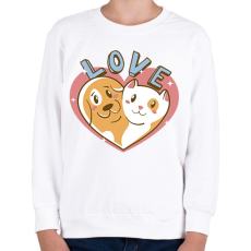 PRINTFASHION Kutya és macska szeretet - Gyerek pulóver - Fehér