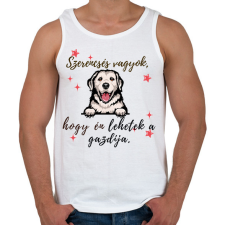 PRINTFASHION kutya fej - Férfi atléta - Fehér női trikó