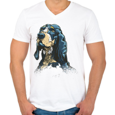 PRINTFASHION Kutya - Férfi V-nyakú póló - Fehér