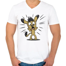 PRINTFASHION Kutya  - Férfi V-nyakú póló - Fehér férfi póló
